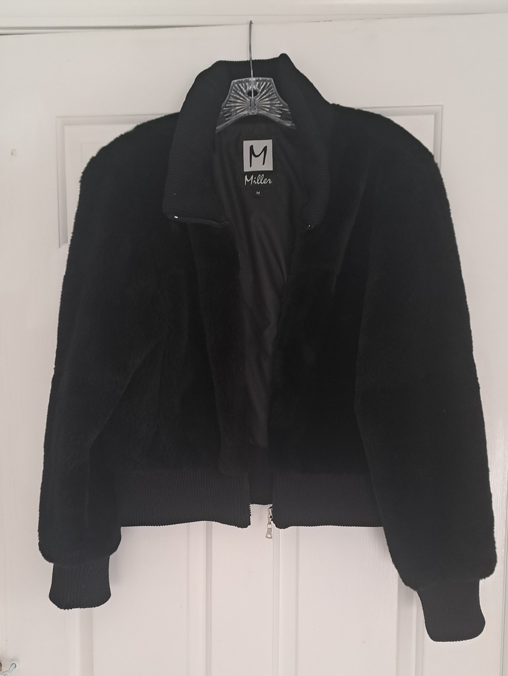 Black Faux Fur Bomber Jacket - Women's